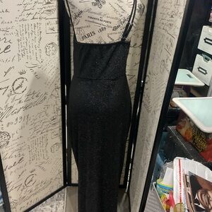 Elegant Black Glitter one shoulder Dress